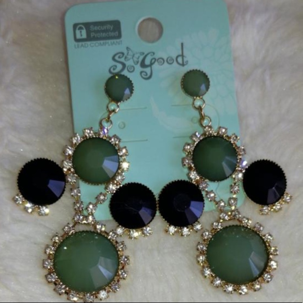 Navy and Jade Dangling Studs